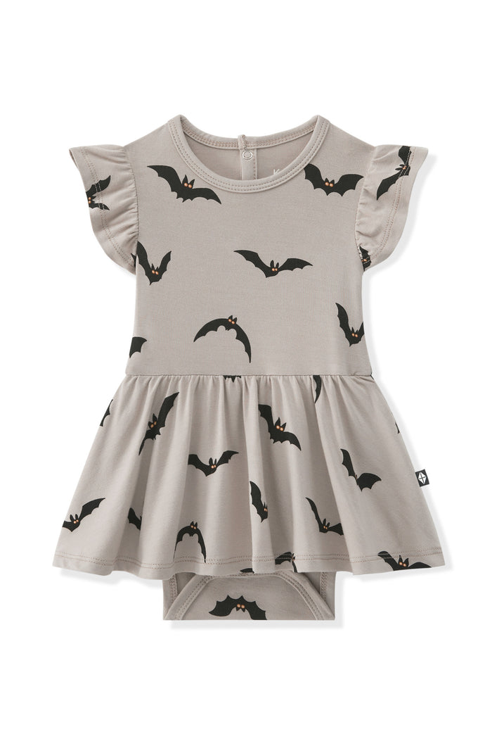 Twirl Bodysuit Dress in Bats print on a white background