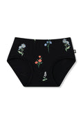 Black Undies in Wildflower print on a white background