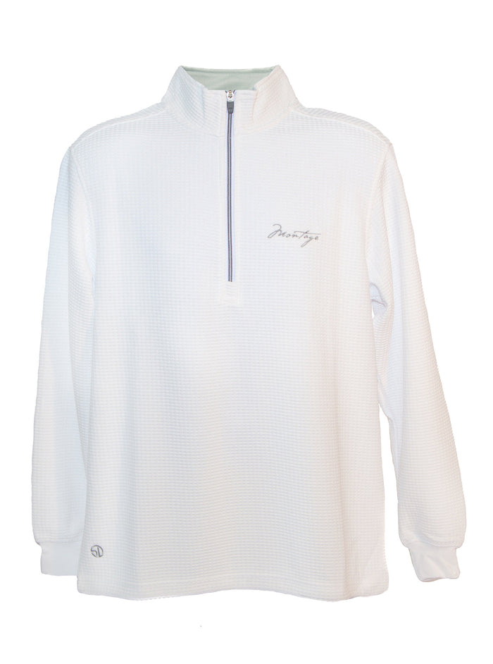 White 1/4 Zip Optic Pullover