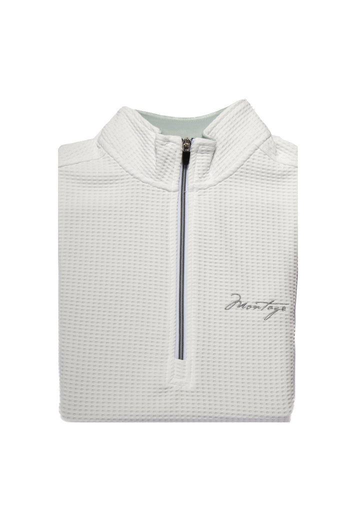 White 1/4 Zip Optic Pullover