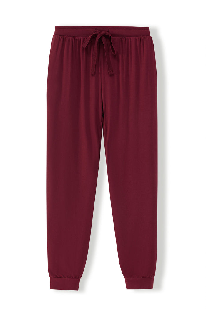 Women's Jogger Pants in Burgundy on a white background