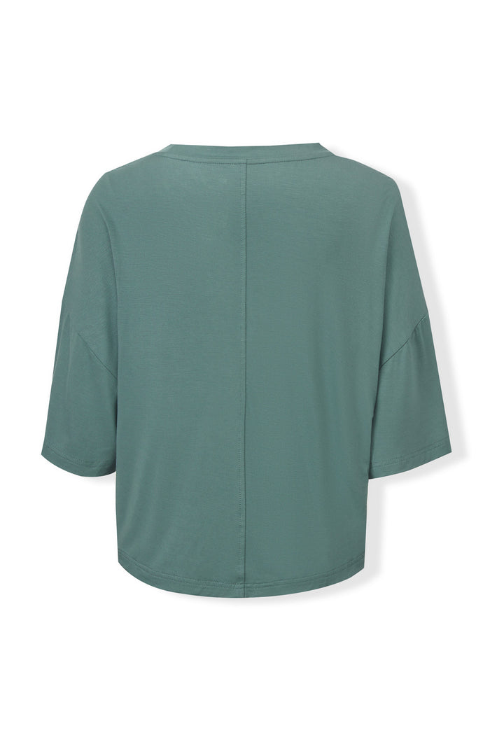 Back side of Women's Short Sleeve Boxy Tee in Pine