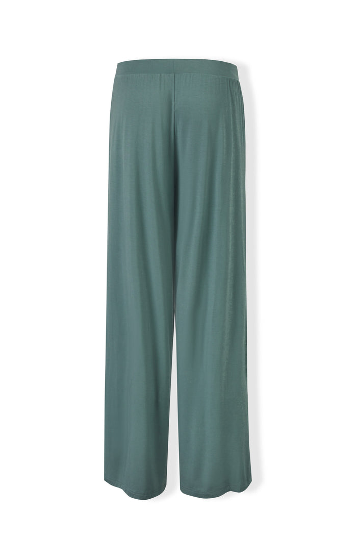 Back side of Women's Wide Leg Pant in Pine on a white background
