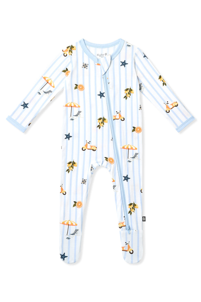 Zippered Footie in Amalfi Coast shown on a white surface