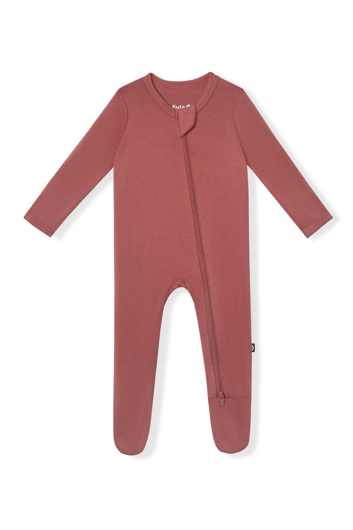 Zippered Footie in Ember on a white background